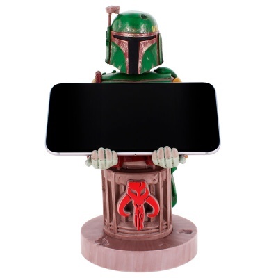 Figura de Boba Fett a segurar suporte para telemóvel de resina colorida com base