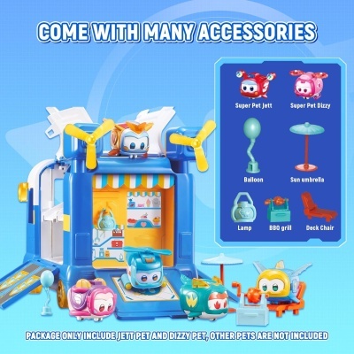 Super Wings 2 - em 1 Super Pets Mini base com Super Pet Jett & Dizzy