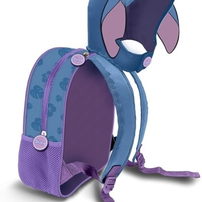 Mochila Pré-Escolar capuz Stitch Disney 31cm