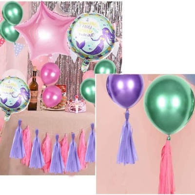 Conjunto colorido de balões e tassel para festa