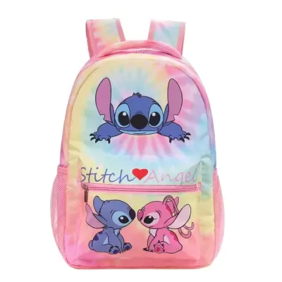 Conjunto Escolar Stitch & Angel - Mochila / Lancheira / Porta-lápis