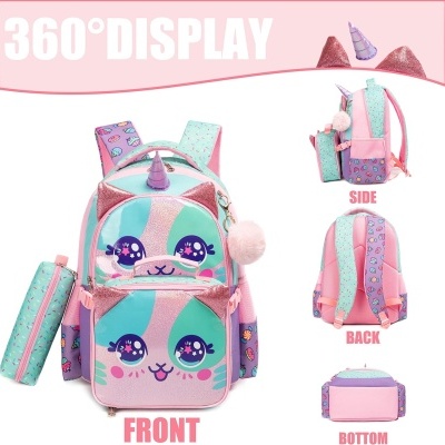 Conjunto Escolar Unicorn Rosa - Mochila + lancheira + porta-lápis