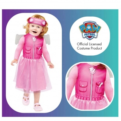 Fantasia infantil rosa PAW Patrol com vestido e acessórios