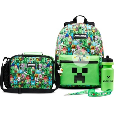 Conjunto escolar Minecraft - Mochila + lancheira + garrafa