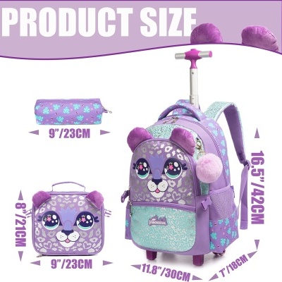 Conjunto Escolar Trolley Leopardo - Trolley + lancheira + porta-lápis