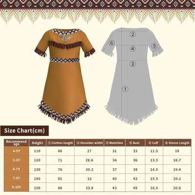 Fato de índia com acessórios para menina