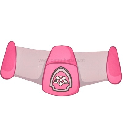 Rede protetora para janela cor-de-rosa com base central e redes laterais