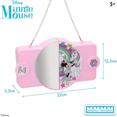 Bolsa de maquiagem com 2 níveis e espelho Minnie