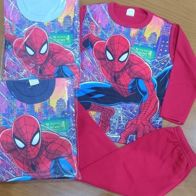 Pijama cardado de algodão Spiderman