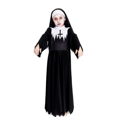 Fantasia de freira zombie com túnica de espinhos para menina