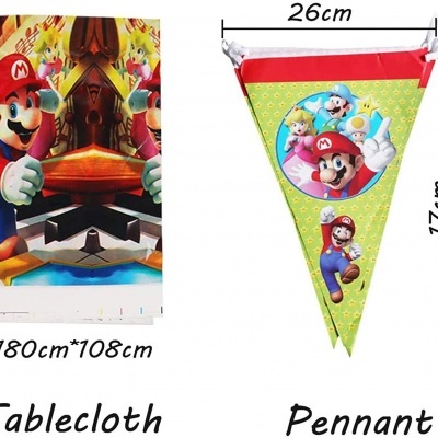 Toalha de mesa e pendente com personagens de videojogo coloridos