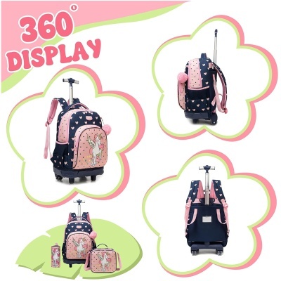 Conjunto Escolar Trolley Unicorn Hearts - Trolley + lancheira + porta-lápis