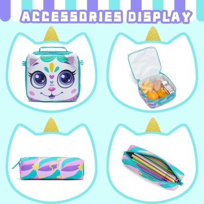 Conjunto Escolar Trolley Cute Panda - Trolley + lancheira + porta-lápis