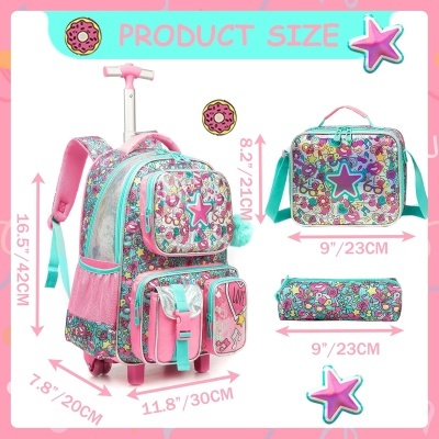 Conjunto Escolar Trolley Star Pink - Trolley + lancheira + porta-lápis