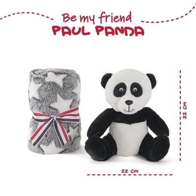 Peluche + Manta suave Urso Panda 22cm