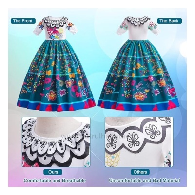 Fato Mirabel Encanto + saco + óculos + brincos + fita cabelo