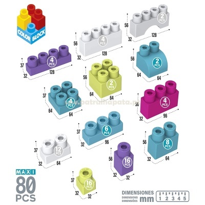 Blocos de Construção 80 peças Color Block