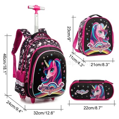 Pack Trolley Escolar Black Unicorn