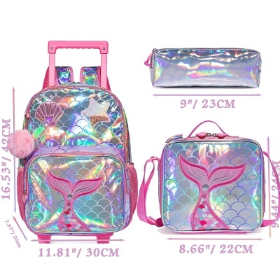 Pack Trolley Escolar Sereia Pink