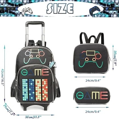 Conjunto Escolar Trolley Gamer - Trolley + lancheira + porta-lápis