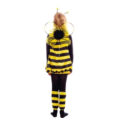 Fato de abelha preta e amarela com asas para menina