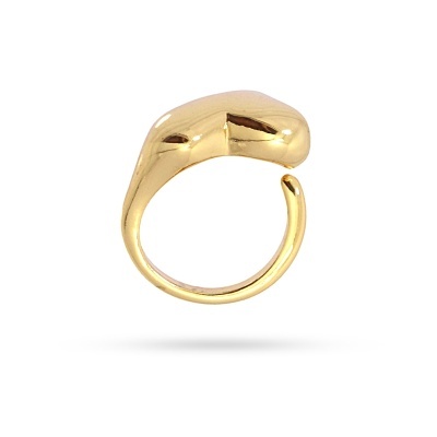 Anel aberto dourado com design minimalista e superfície lisa