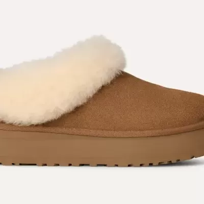 Pantufa feminina castanha forro branco sola espessa castanha