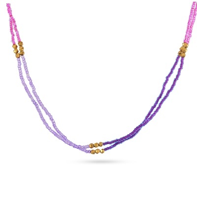 Colar multi-fios com contas coloridas e douradas