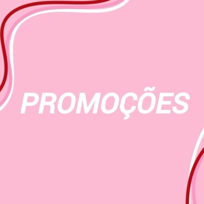 Fundo rosa com linhas onduladas e texto PROMOÇÕES