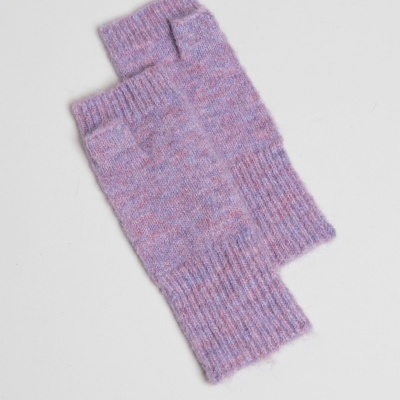 Luvas sem dedos lilás e rosa de malha texturizada