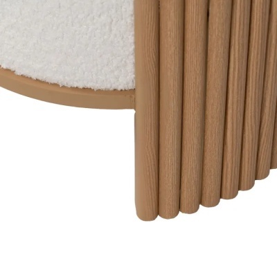 Puff Branco Madeira Natural