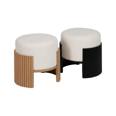 Puff Branco Madeira Natural