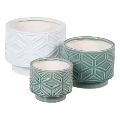 Jarra Azul Cerâmica Geométrica