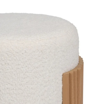 Puff Branco Madeira Natural