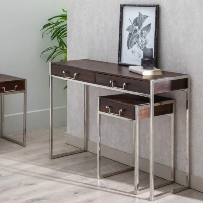 Mesa de Apoio Marrom - Prata Mesa de Apoio Marrom - Prata