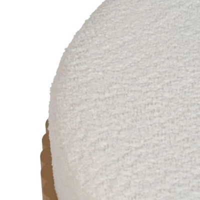 Puff Branco Madeira Natural