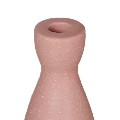Vaso decorativo de cerâmica rosa com textura pontilhada branca