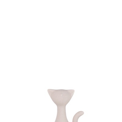 Figura decorativa de gato bege em fundo branco