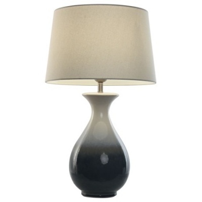 Candeeiro de mesa com base cerâmica gradiente e cúpula bege