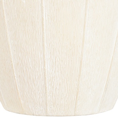 Pote decorativo branco com textura de madeira