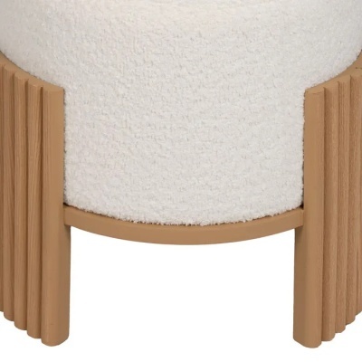 Puff Branco Madeira Natural