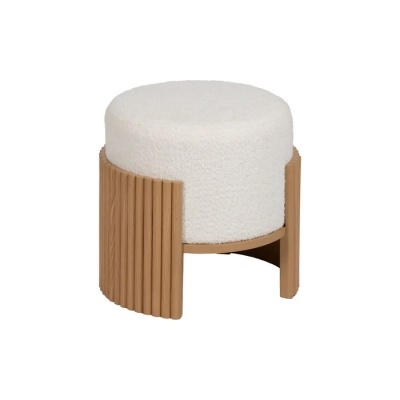 Puff Branco Madeira Natural