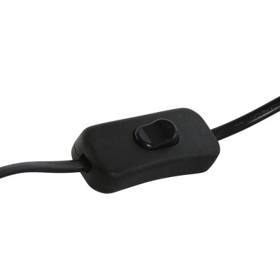 Interruptor de cabo elétrico preto com botão deslizante.