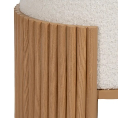 Puff Branco Madeira Natural