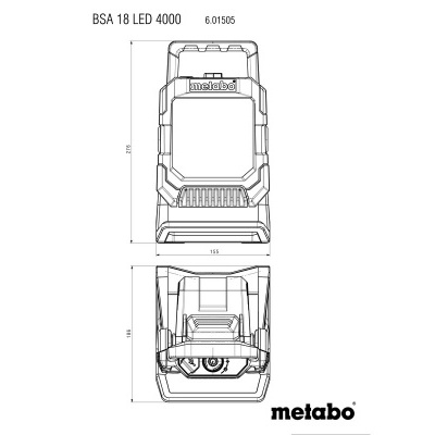 Desenho técnico ferramenta elétrica Metabo BSA 18 LED 4000