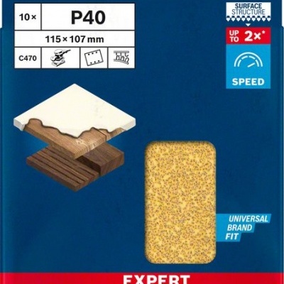 BOSCH 2608900890 Lixa Expert C470 com 6 furos para lixadeiras orbitais, 115 x 107 mm, G 40, 10 unidades