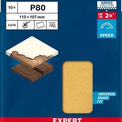 BOSCH 2608900892 Lixa Expert C470 com 6 furos para lixadeiras orbitais, 115 x 107 mm, G 80, 10 unidades