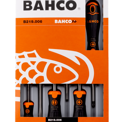 BAHCO B219.006 Jogo de chave de parafusos BahcoFit, 6 peças (Parafusos Fenda e Philips)