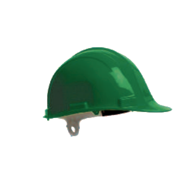 Capacete de segurança verde em plástico rígido
