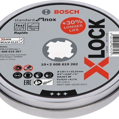 BOSCH Lata de 10 Discos de Corte X-LOCK STANDARD FOR INOX